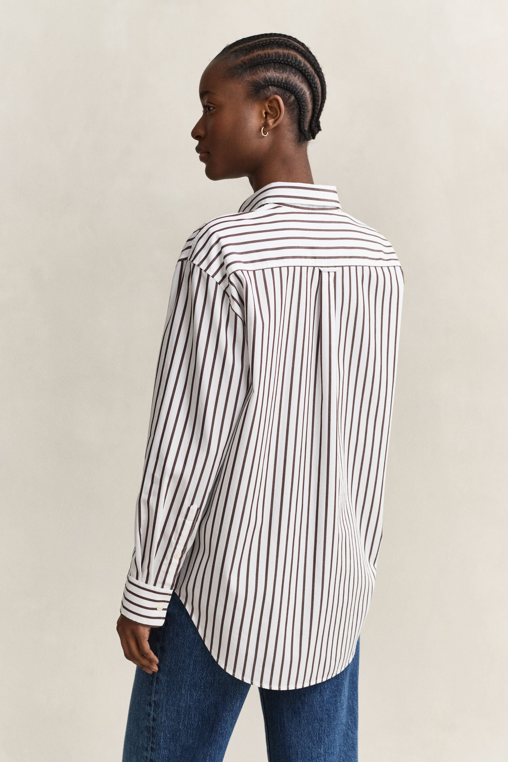 Relaxed fit stribet klassisk poplin-skjorte