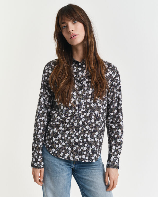 Regular fit skjorte af bomuldsvoile med blomstertryk