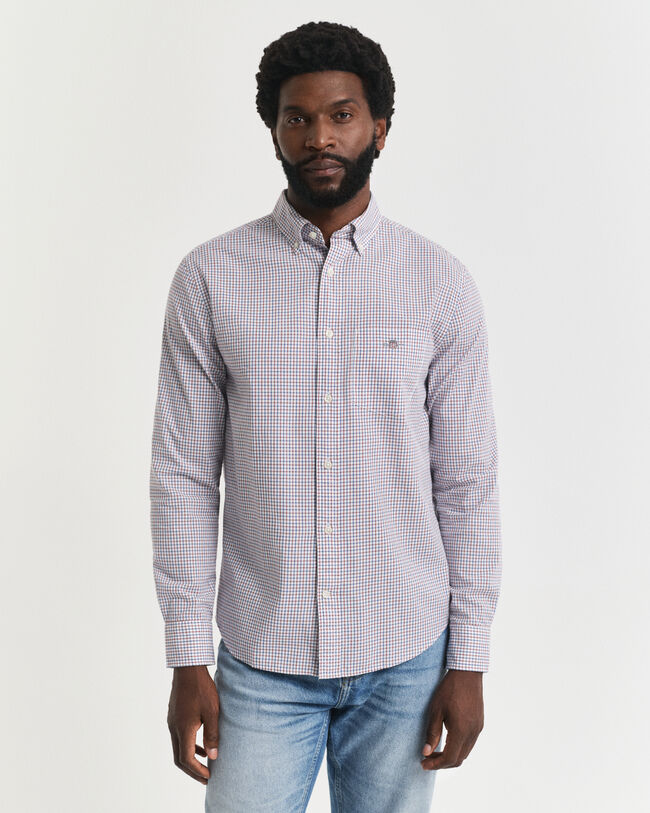 Regular fit klassisk poplin-skjorte med mikrotern