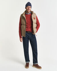 Crewneck sweater af lammeuld med kabelstrik