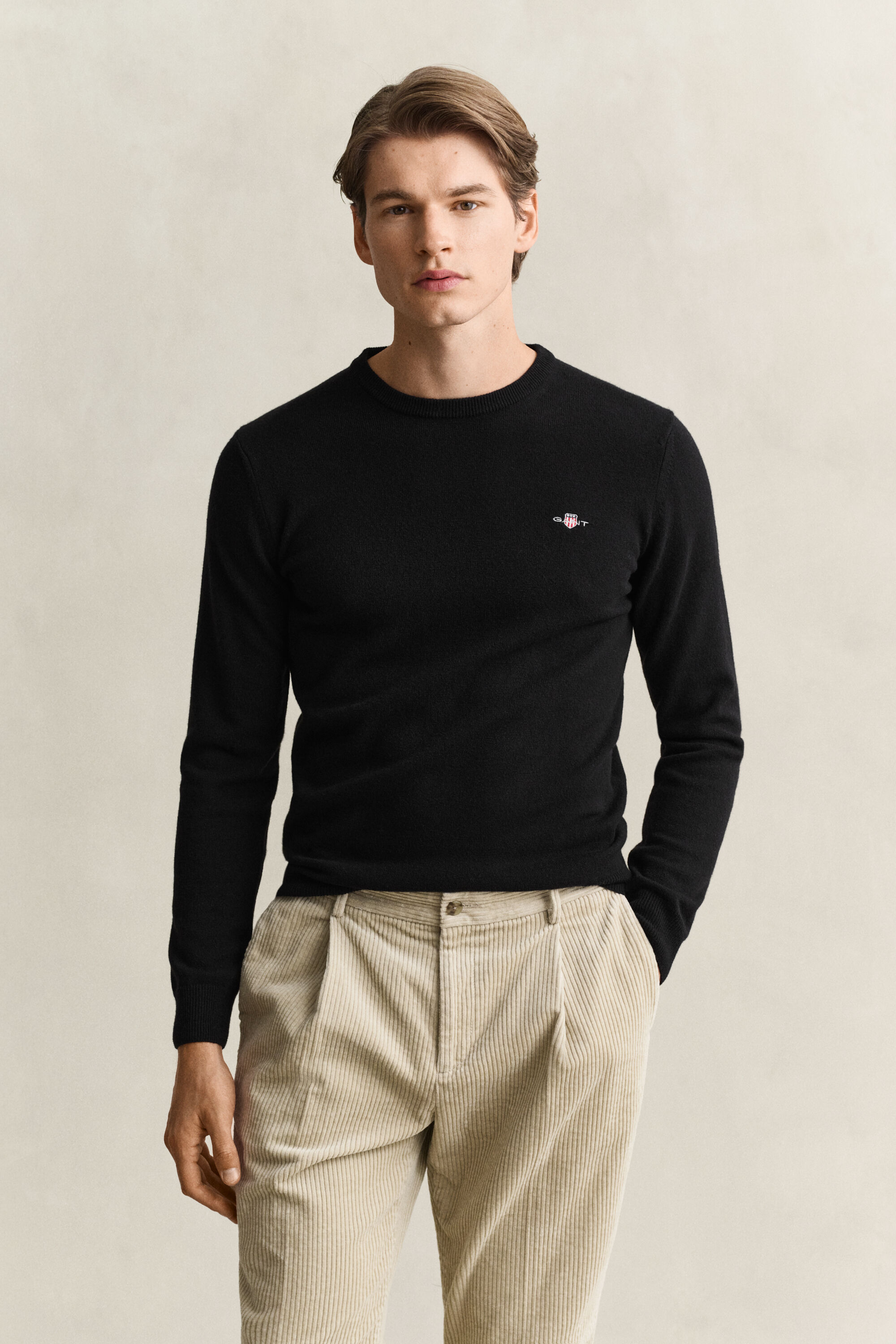 Crewneck sweater i lammeuld