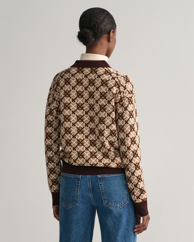 G Patterned jacquard-strikket polosweater