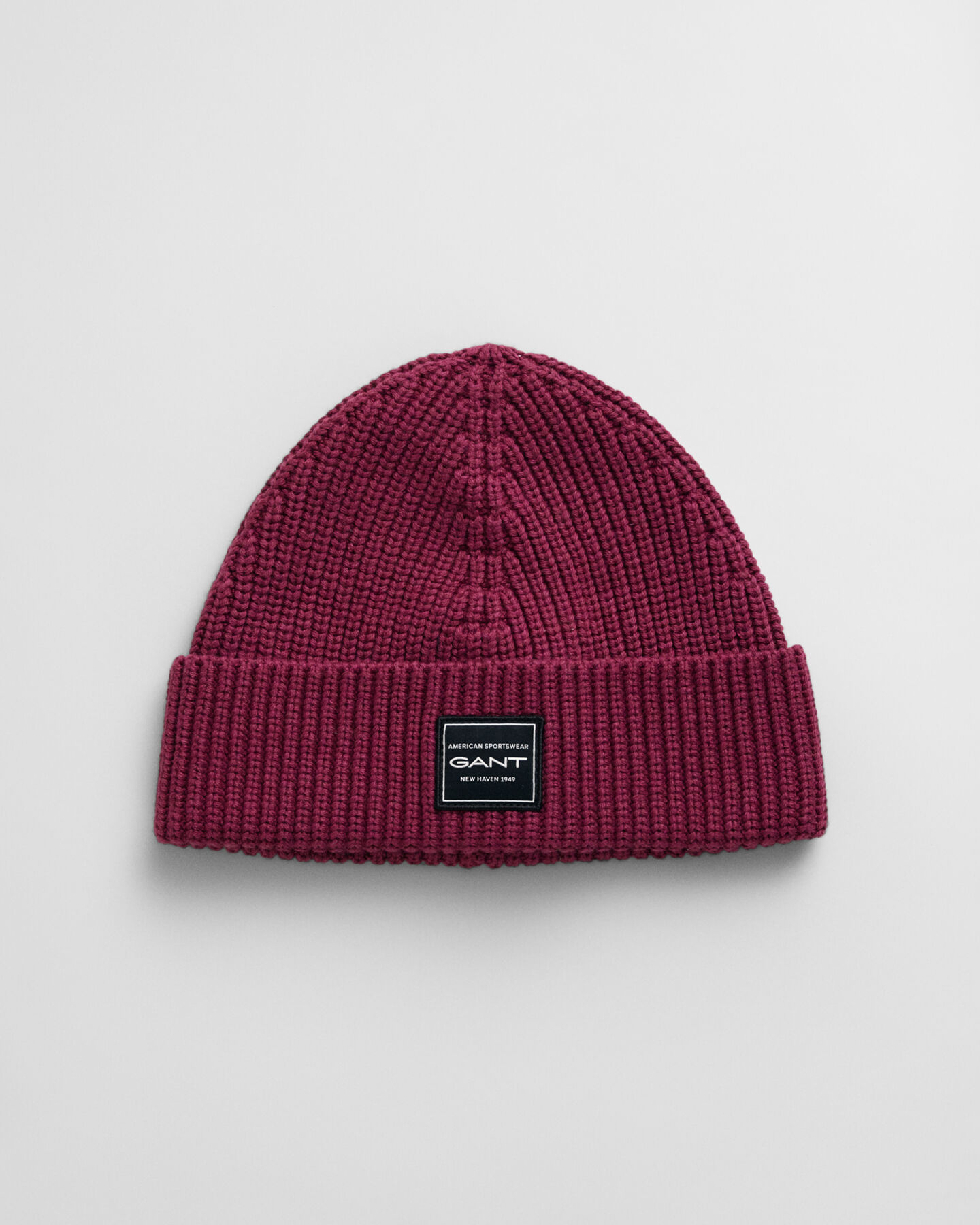 Ribstrikket beanie af bomuld