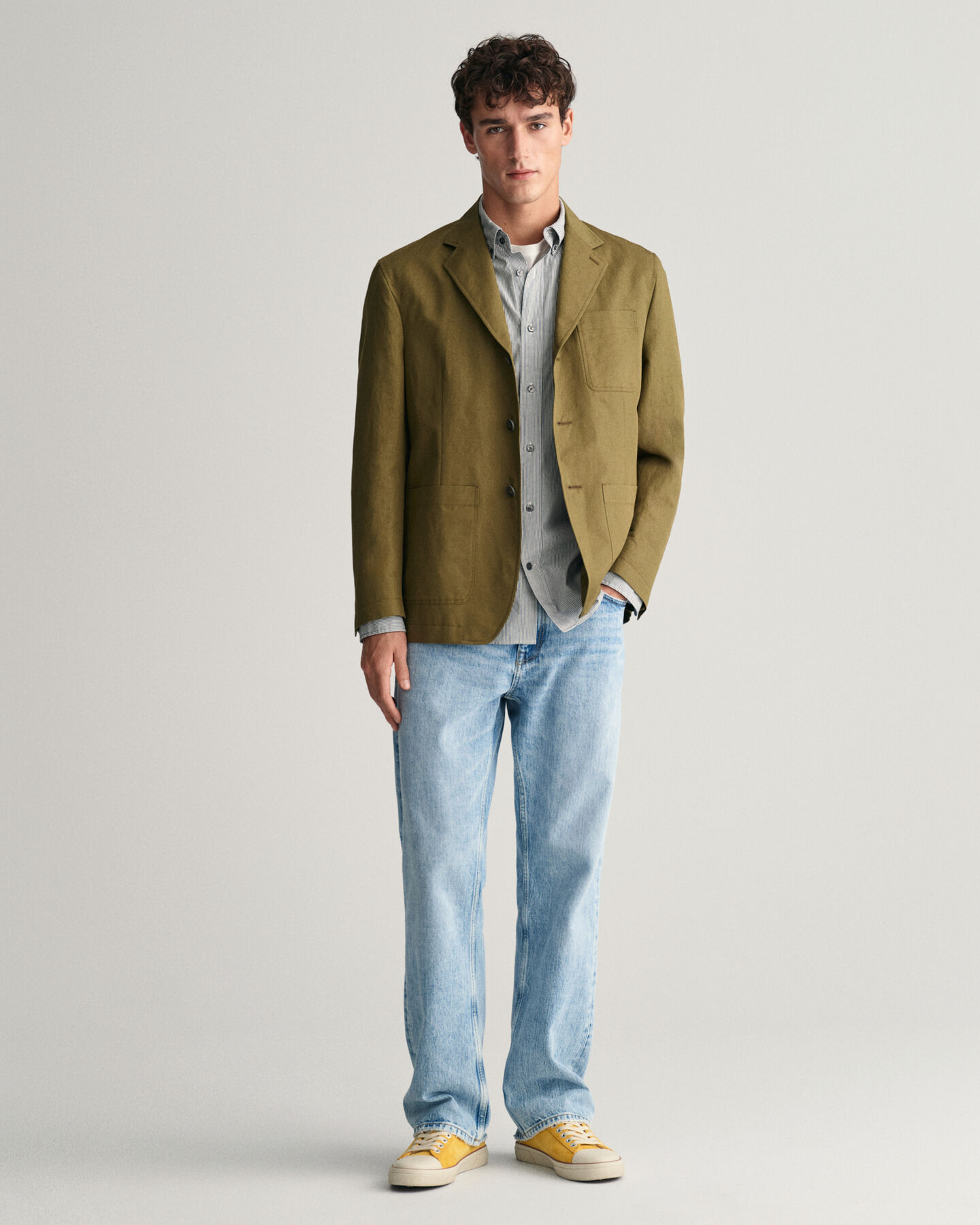 Regular fit blazer af bomuld