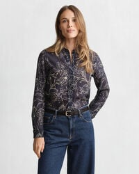 Regular fit bomuldssilkeskjorte med Floral-tryk
