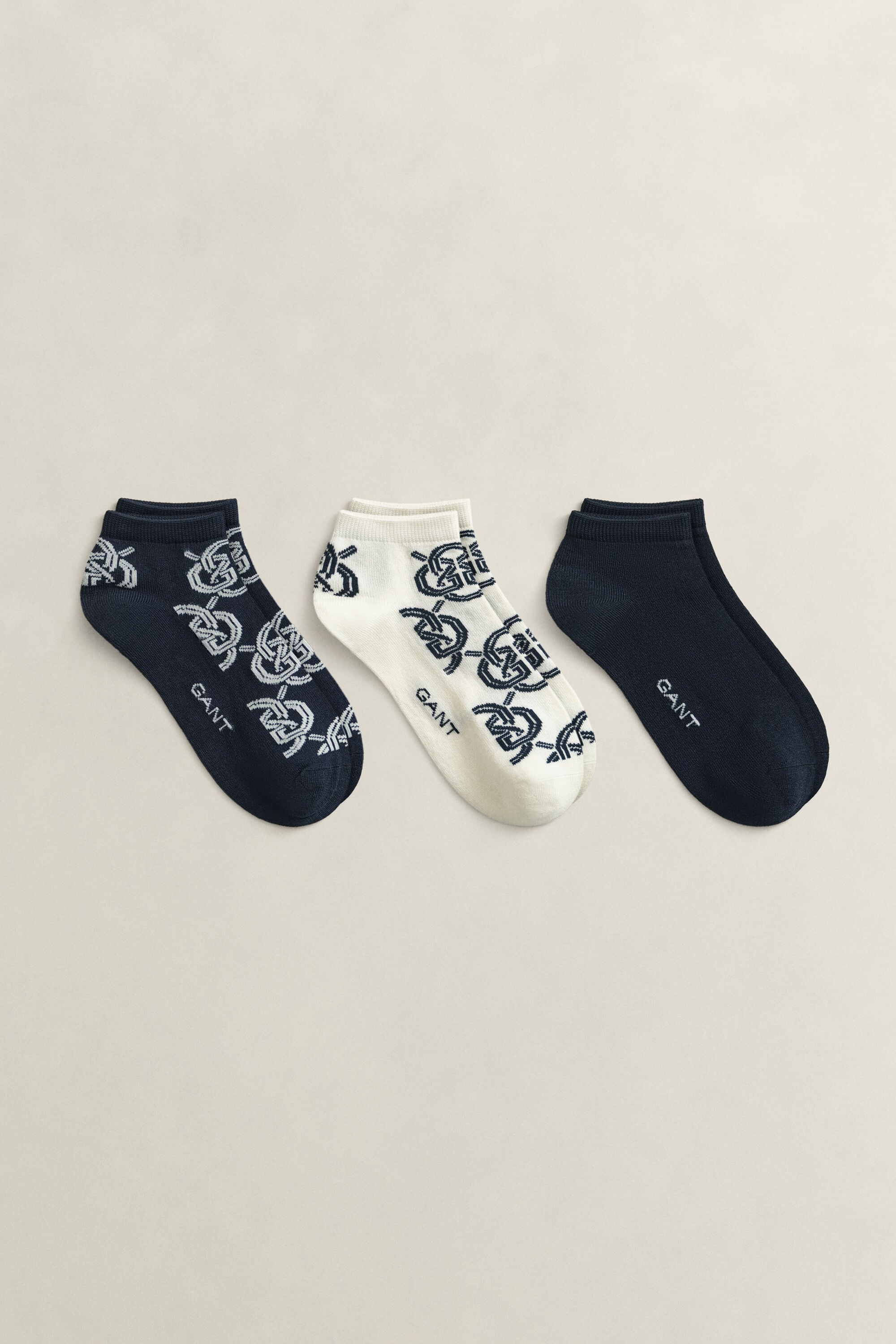 3-Pack Monogram ankelsokker