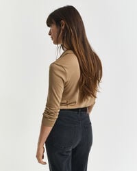 Sømløs langærmet poloskjorte med knapper