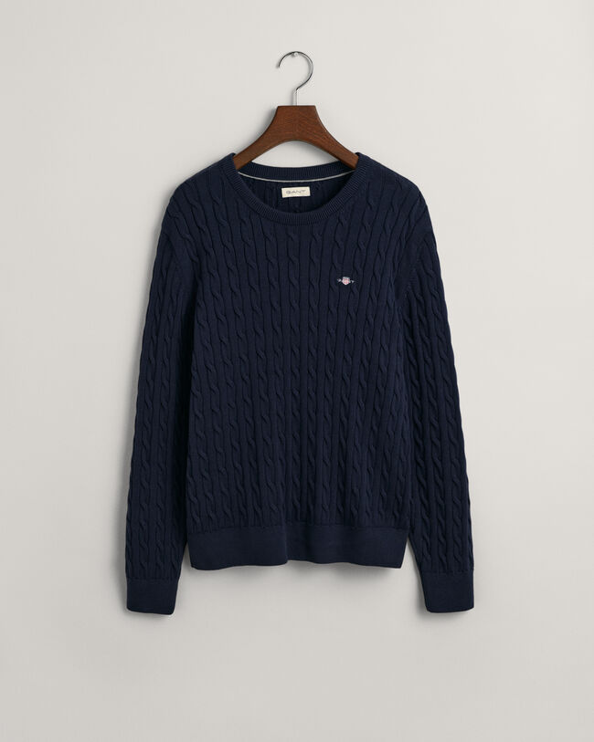 Teens Shield crewneck sweater af bomuld med kabelstrik