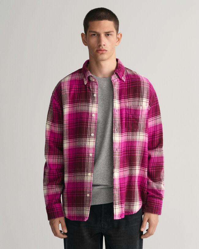 Relaxed fit ternet skjorte i tung flannel