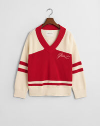 GANT Varsity sweater i bomuld med V-hals