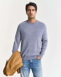 Sweater med crewneck i mouliné uldblanding