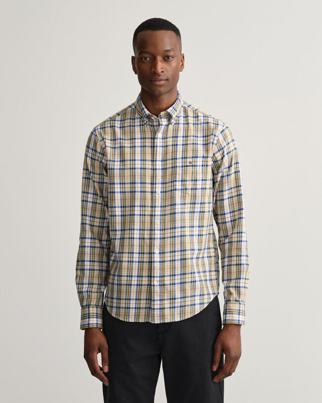 Regular fit skotskternet flannelskjorte