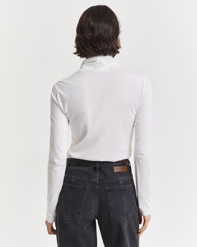 Let top i bomuld med rullekrave