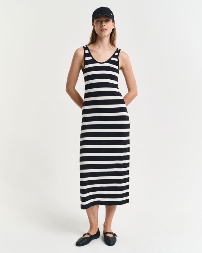 Stribet tanktop midi jerseykjole