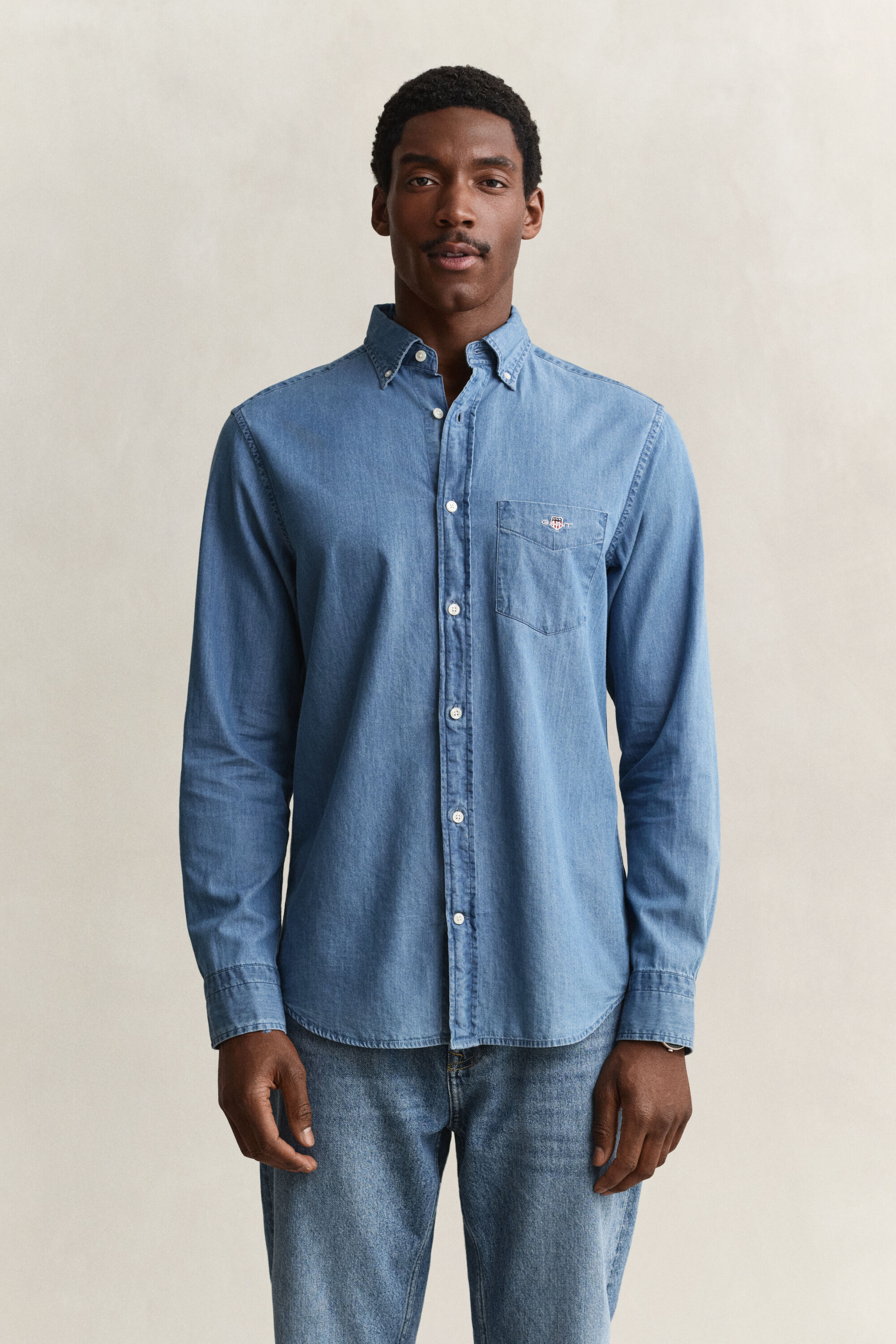 Regular fit indigo-skjorte