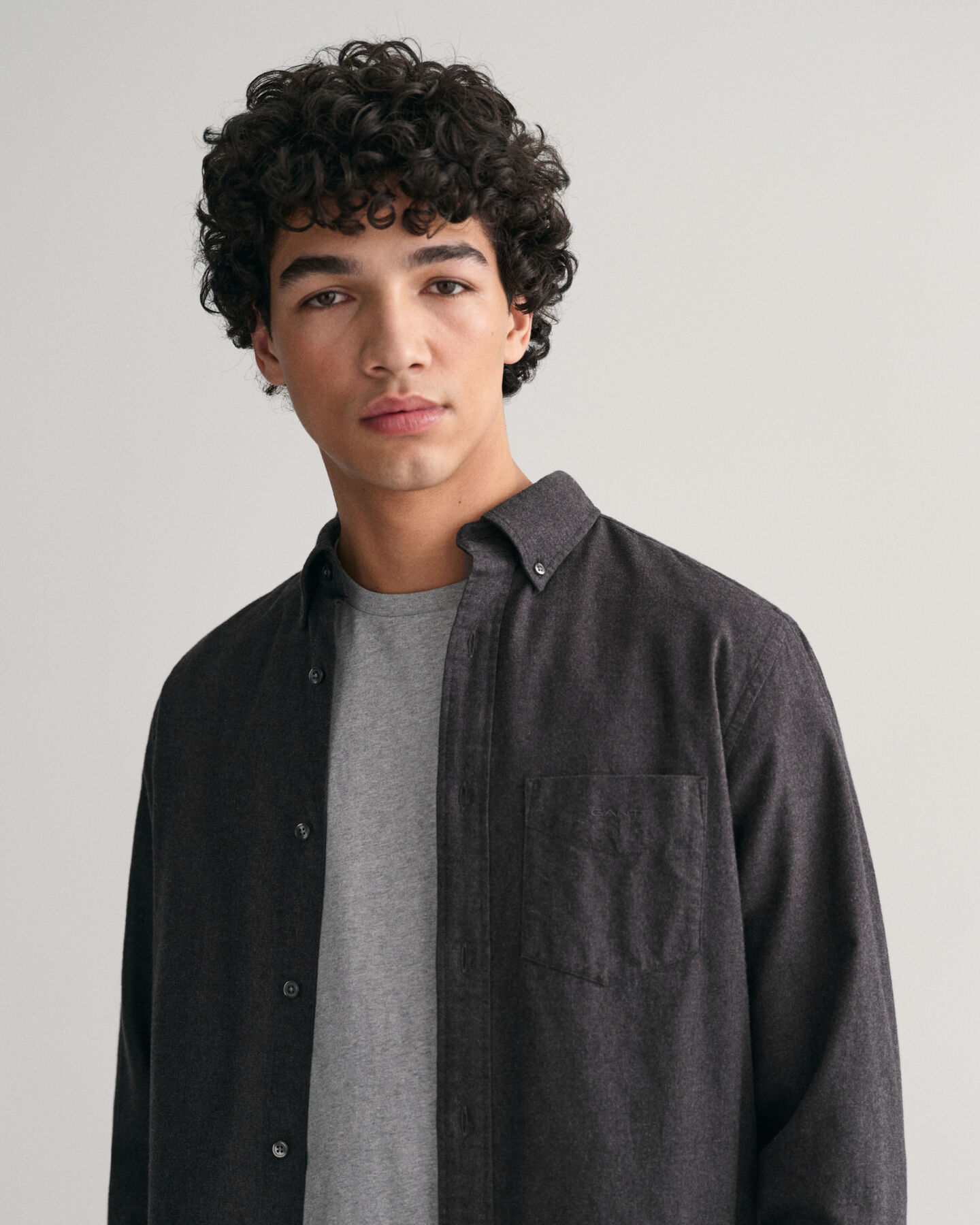 Regular fit melange-flannelskjorte