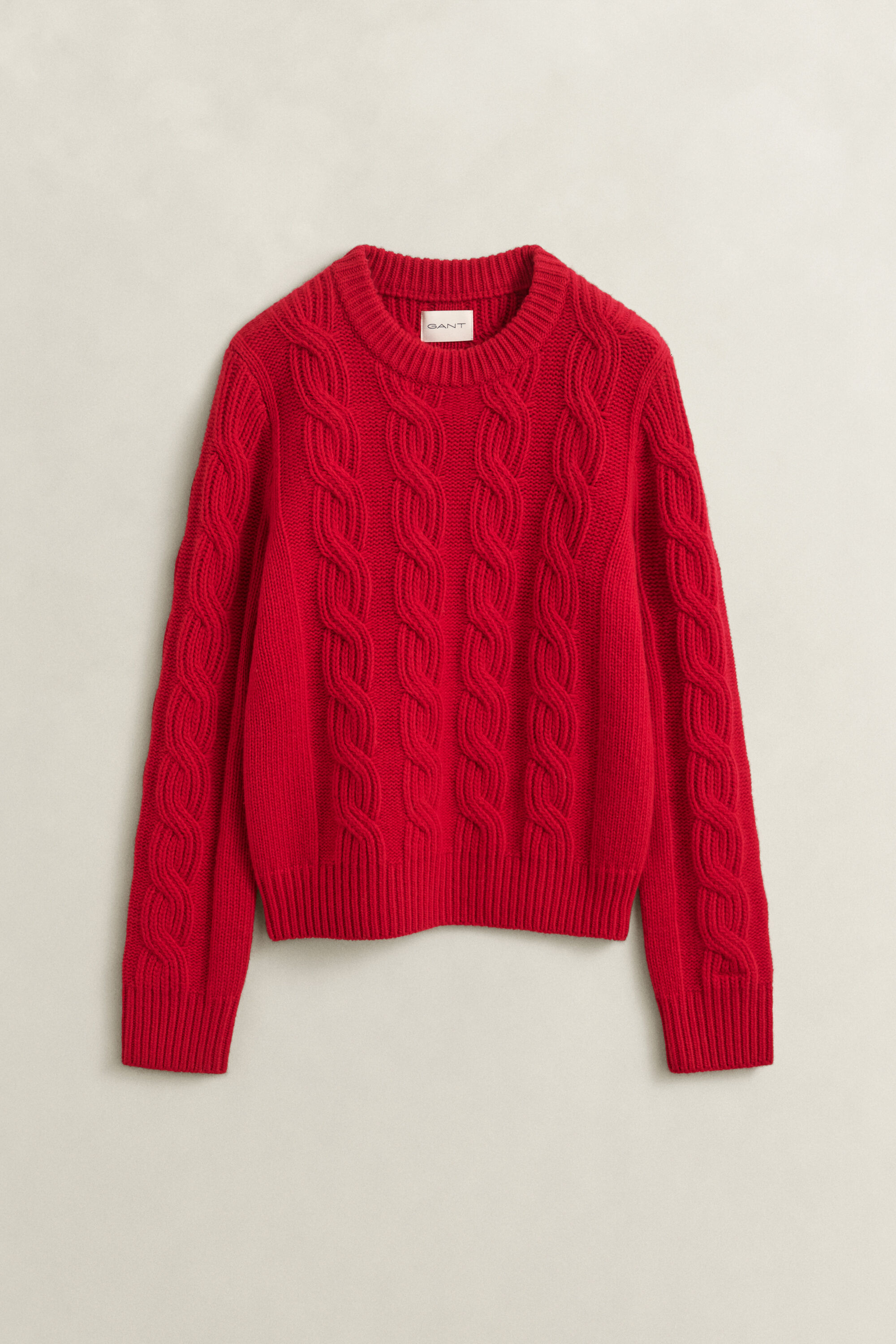 Kabelstrikket sweater i uldblanding