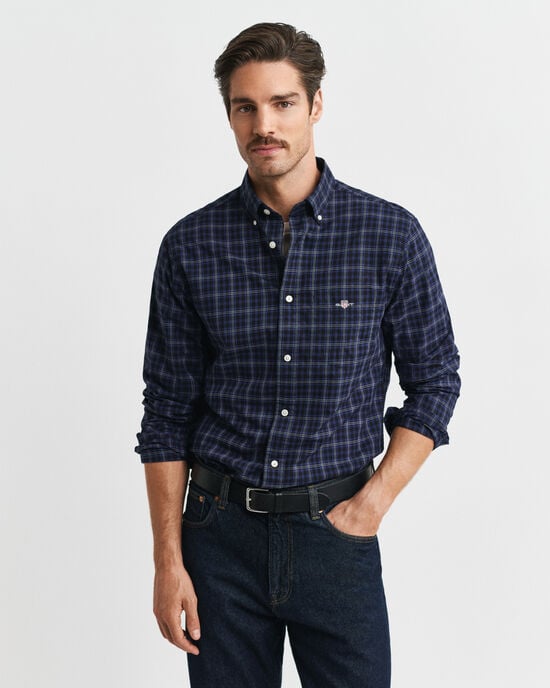 Regular fit klassisk ternet poplin-skjorte
