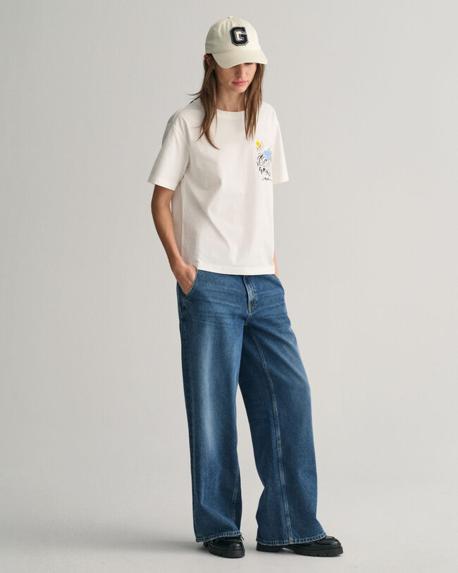 Lavtaljede jeans med brede ben