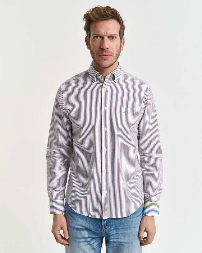 Regular fit stribet klassisk poplin-skjorte