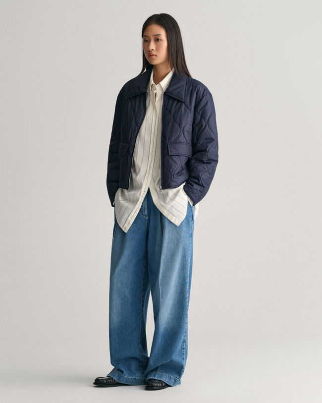 Quiltet jakke med krave