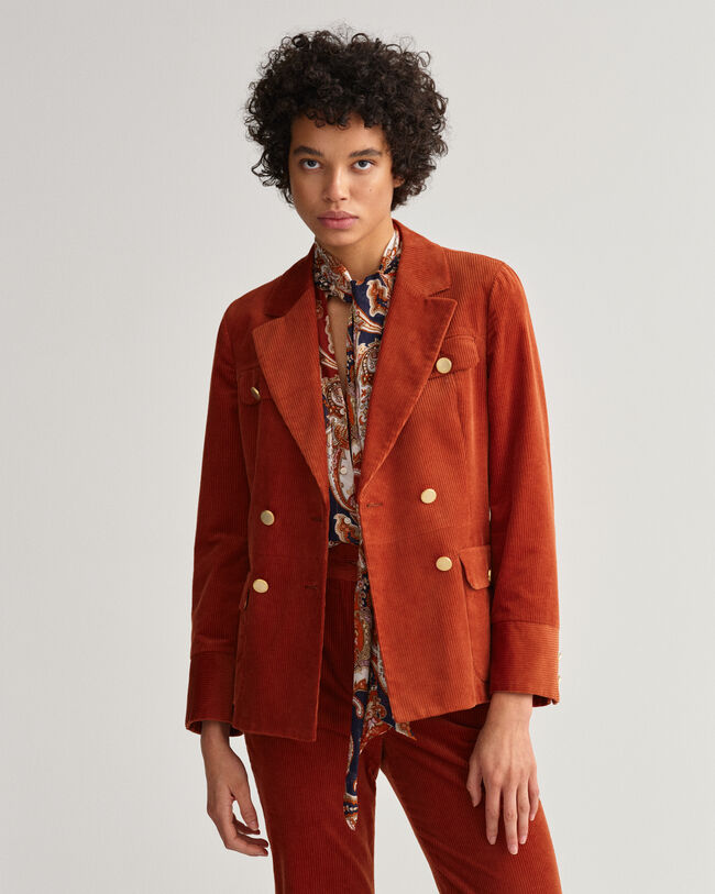 Slim jakkeblazer af jernbanefløjl