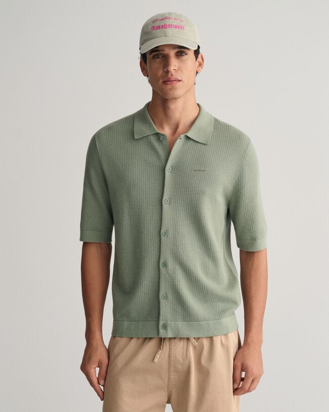 Textured Knit Short Sleeve Shirt