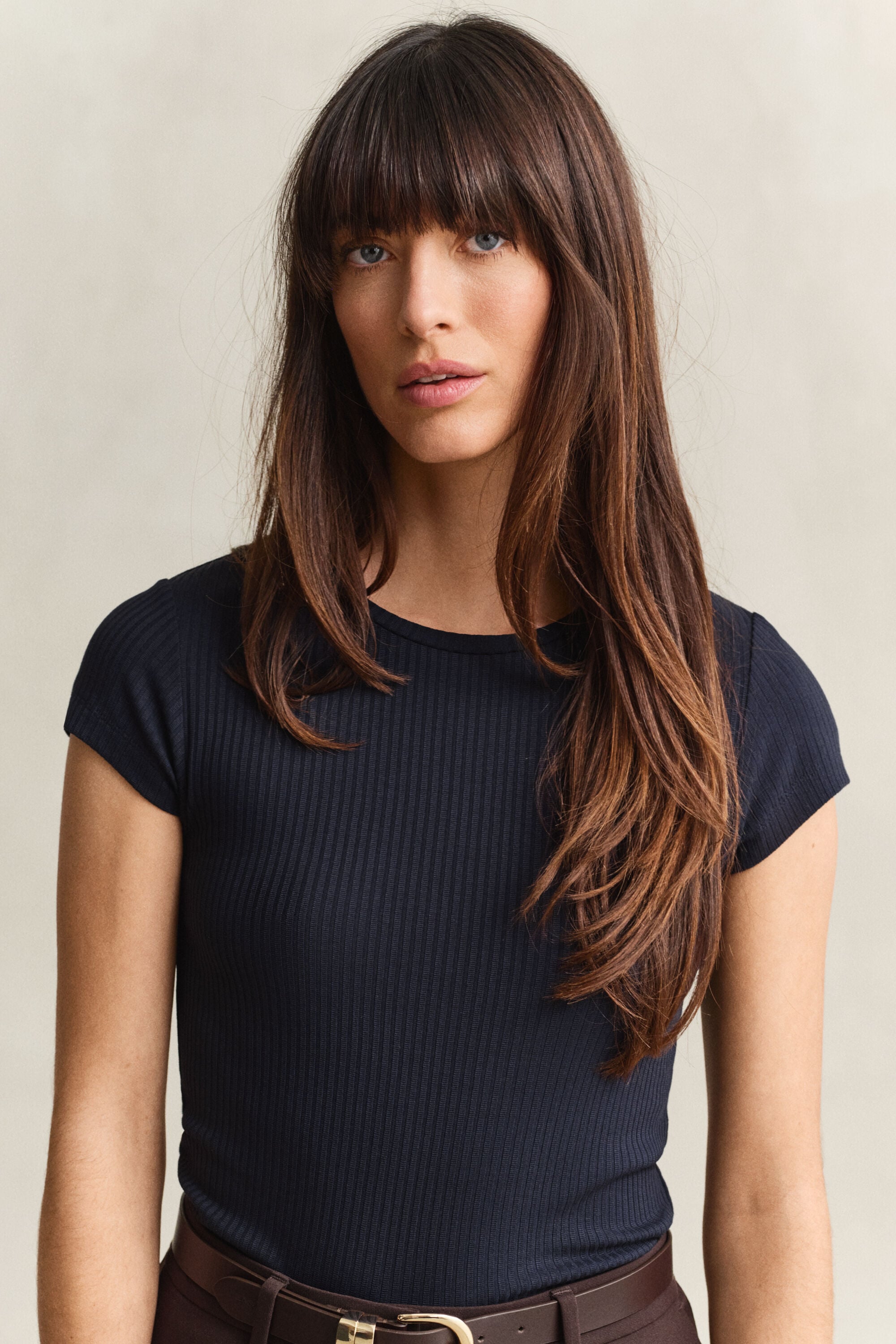 Slim ribstrikket T-shirt