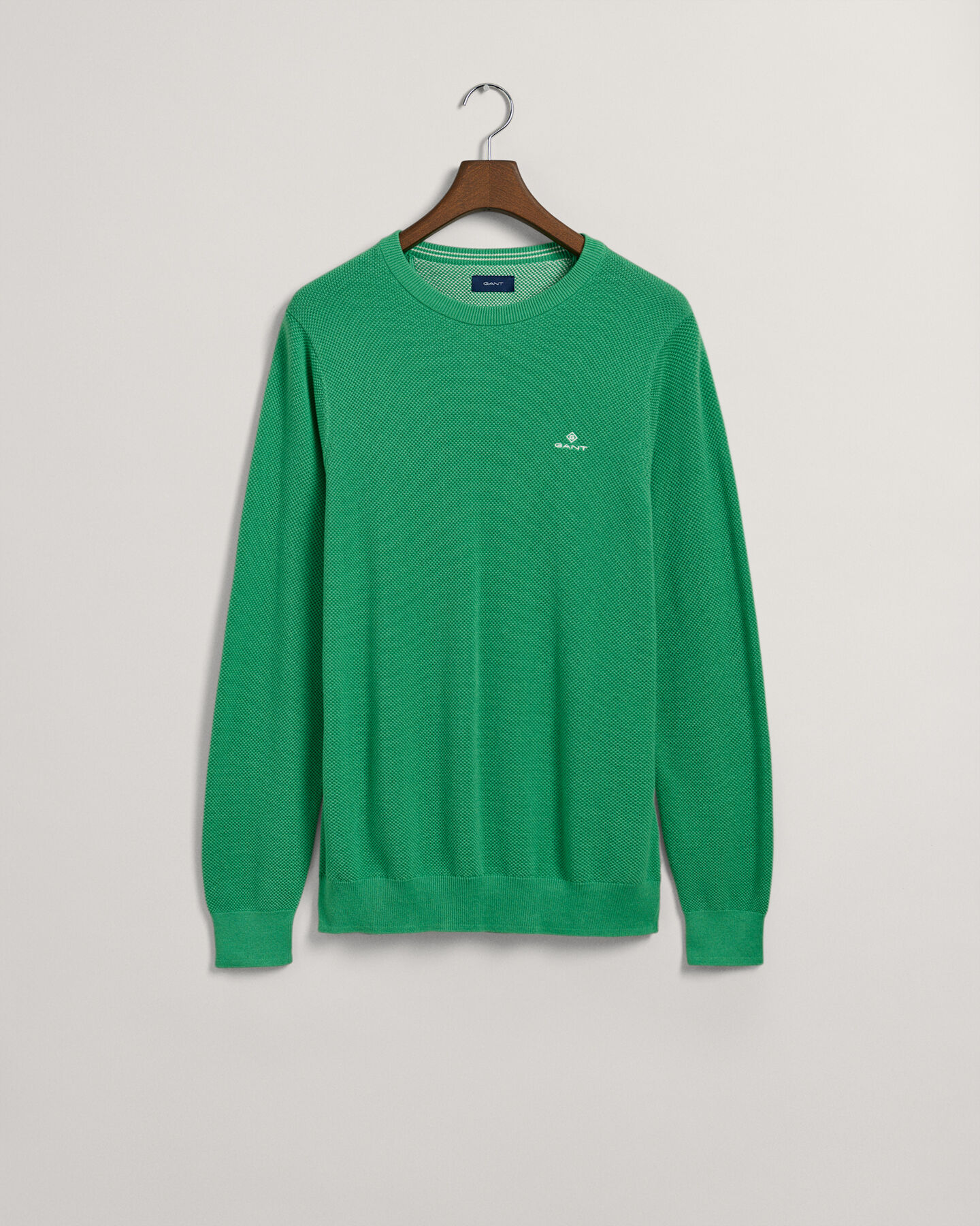 Crewneck sweater af bomuldspiqu&eacute;