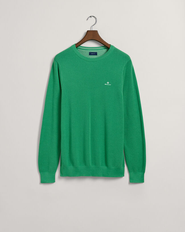 Crewneck sweater af bomuldspiqu&eacute;