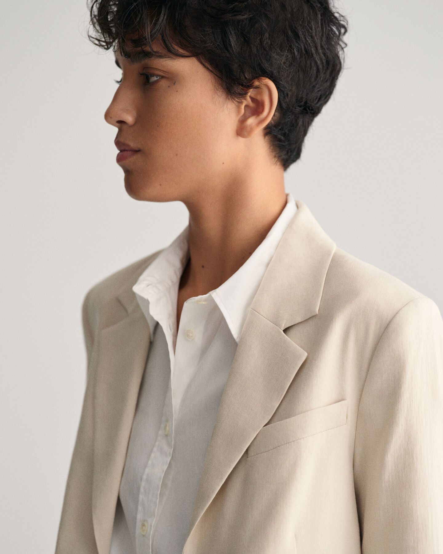 Regular fit hørblazer med stræk