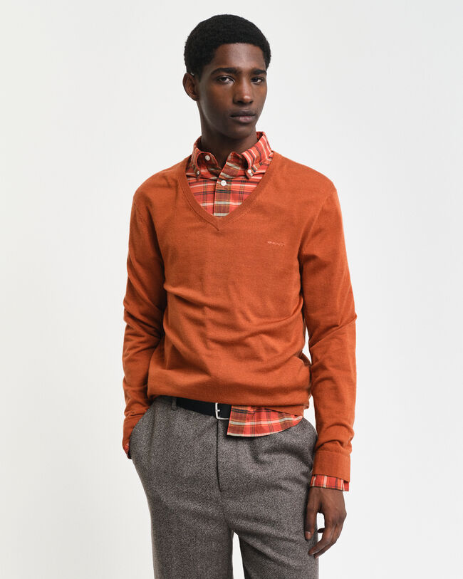 Sweater med V-hals sweater af ekstra fin merinould