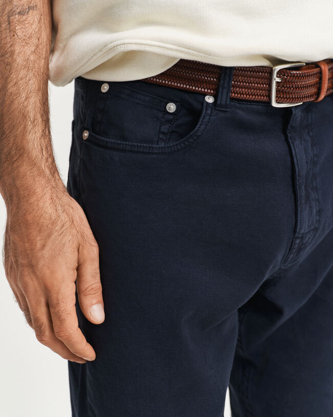 Regular fit jeans af bomuld og hør