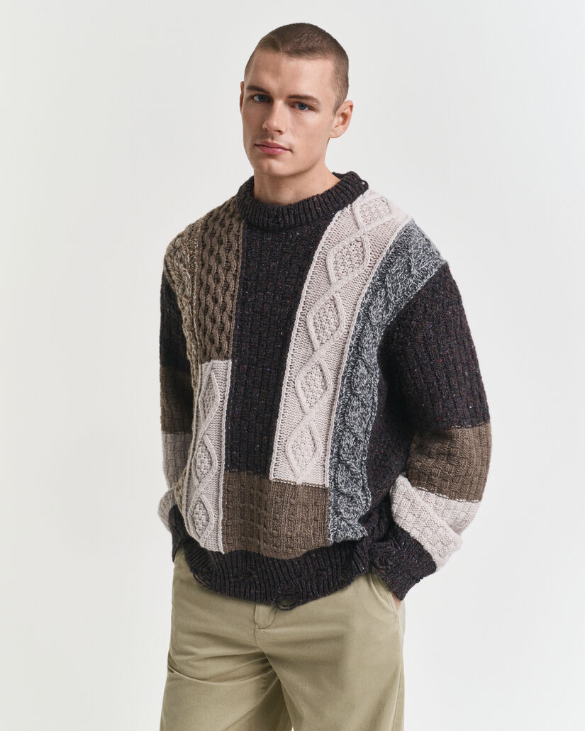 Patchwork crewneck sweater