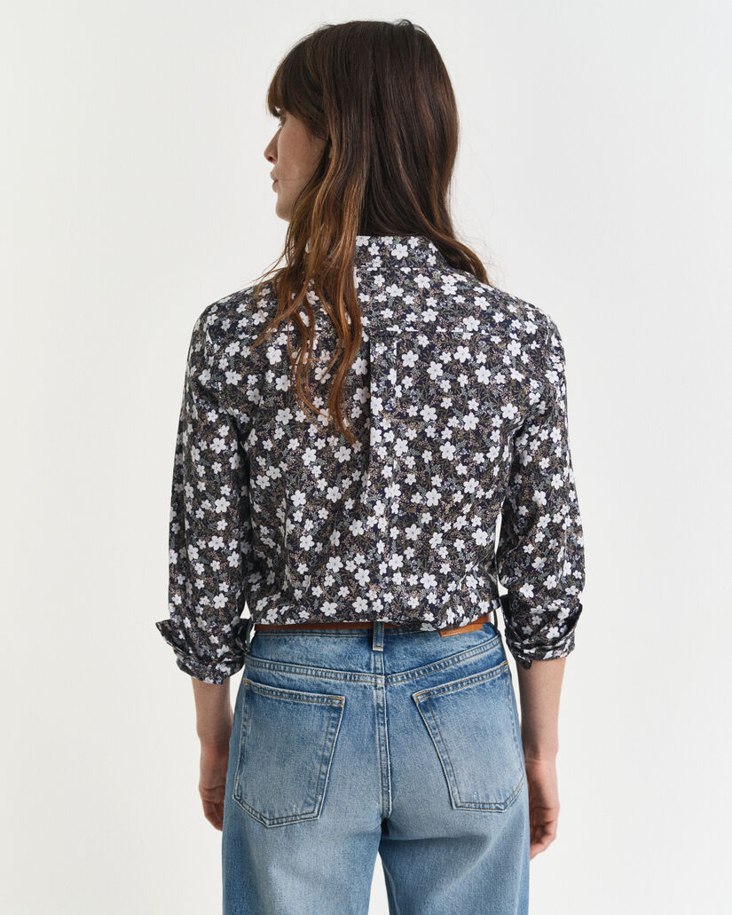 Regular fit skjorte af bomuldsvoile med blomstertryk