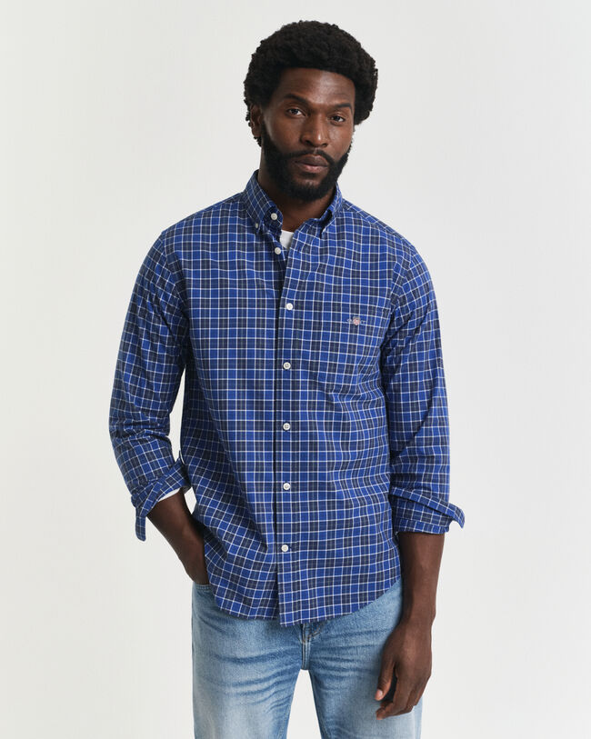 Regular fit klassisk poplin-skjorte med tern