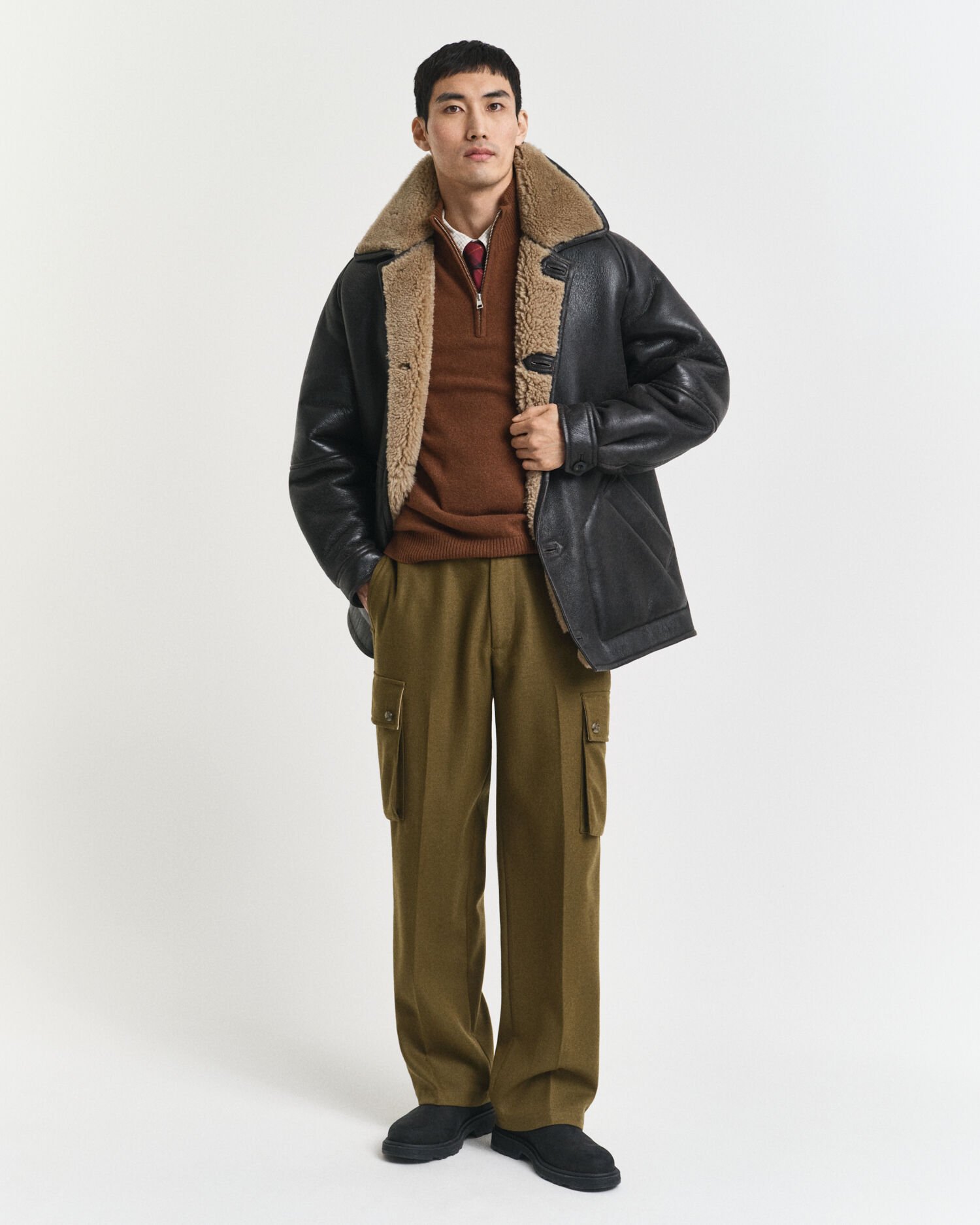 Kashmir sweater med halv lynlås