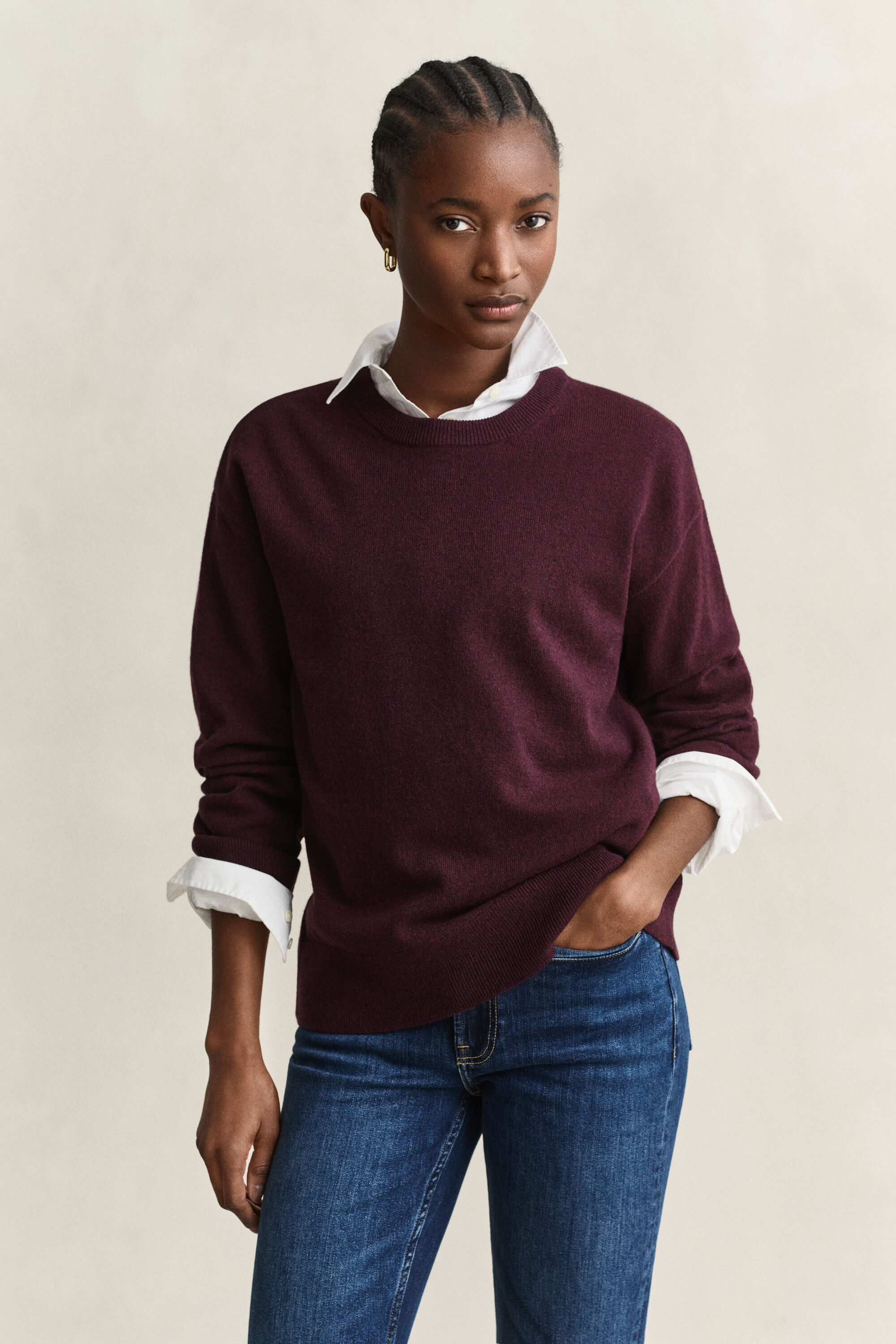 Crewneck sweater i ekstra fin lammeuld