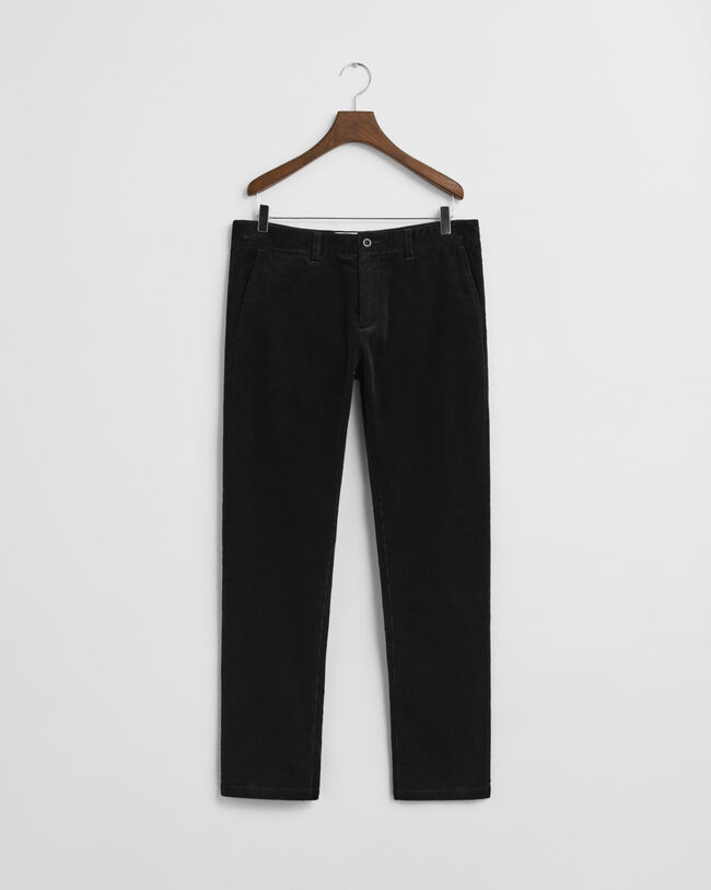 Slim fit chinobukser af jernbanefløjl