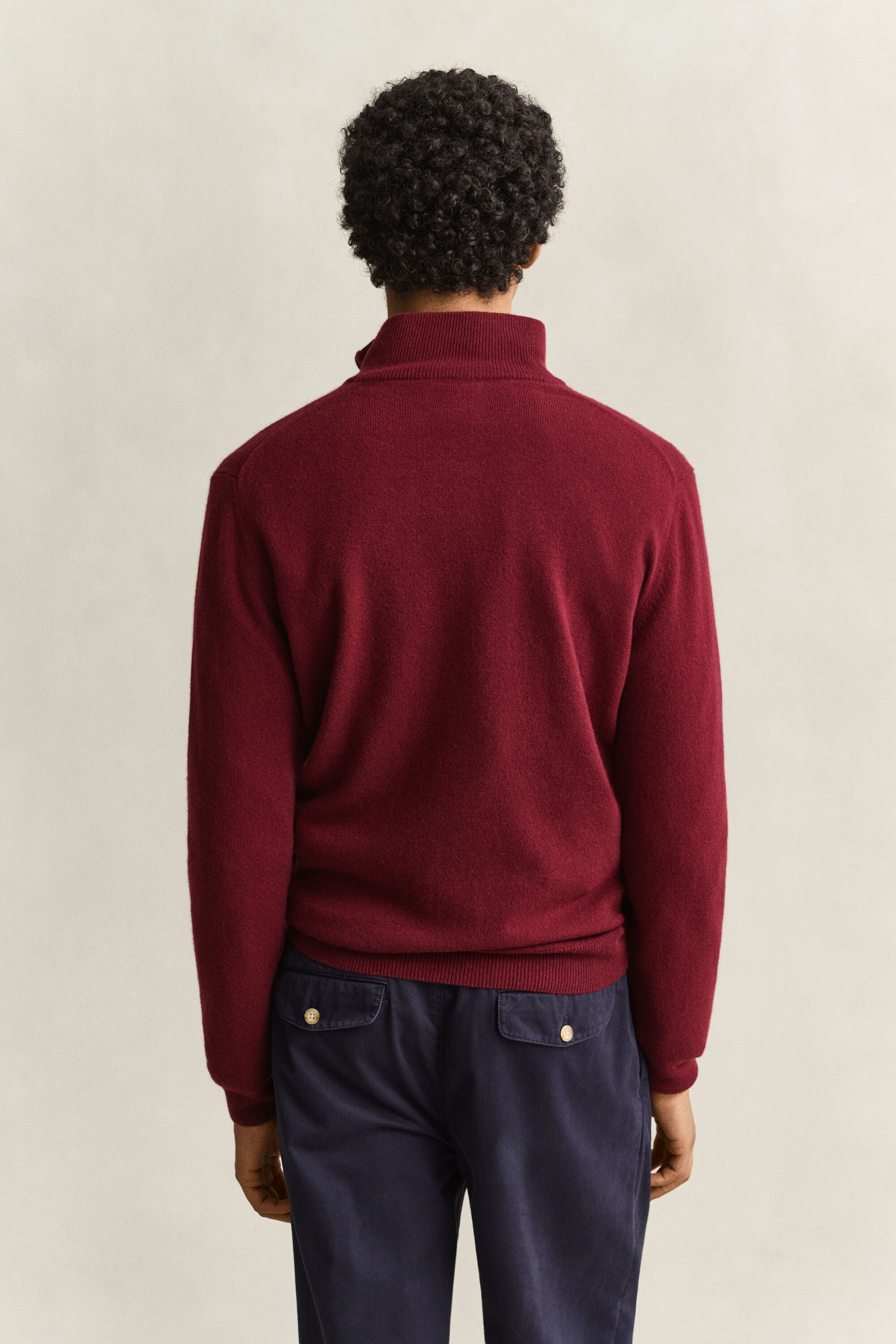 Sweater i lammeuld med halv lynlås
