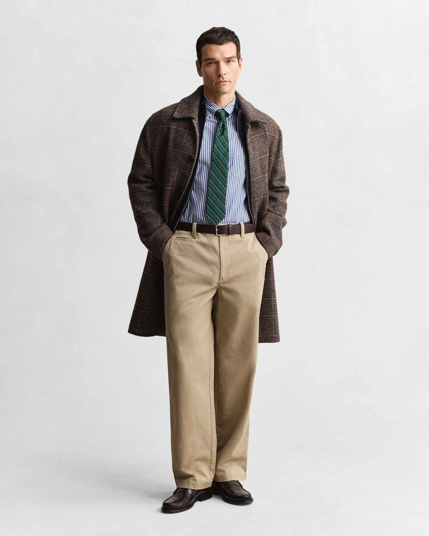 Regular fit klassisk stribet poplin-skjorte