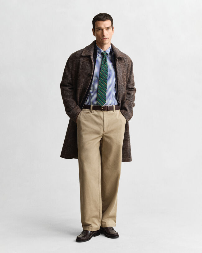 Regular fit klassisk stribet poplin-skjorte