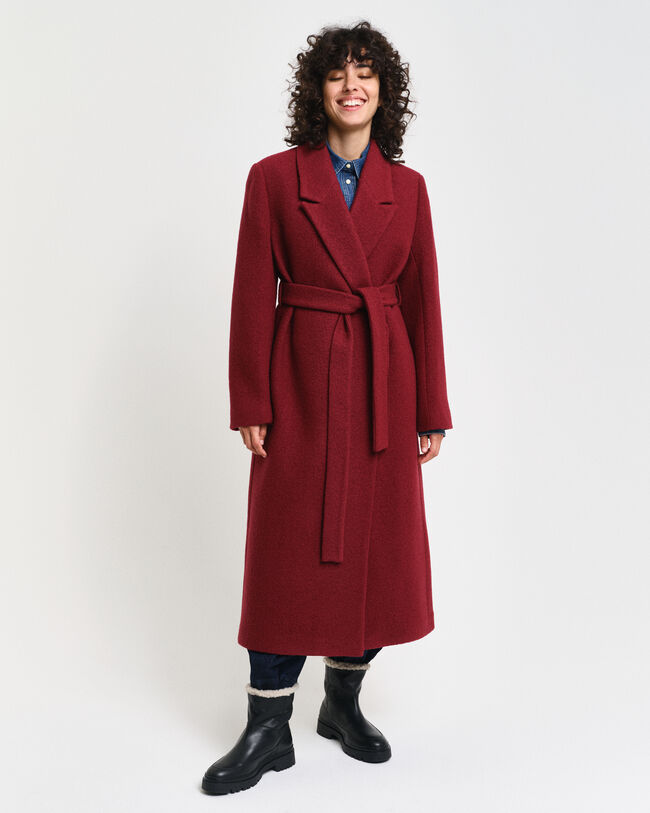 Slå om-frakke med tekstur