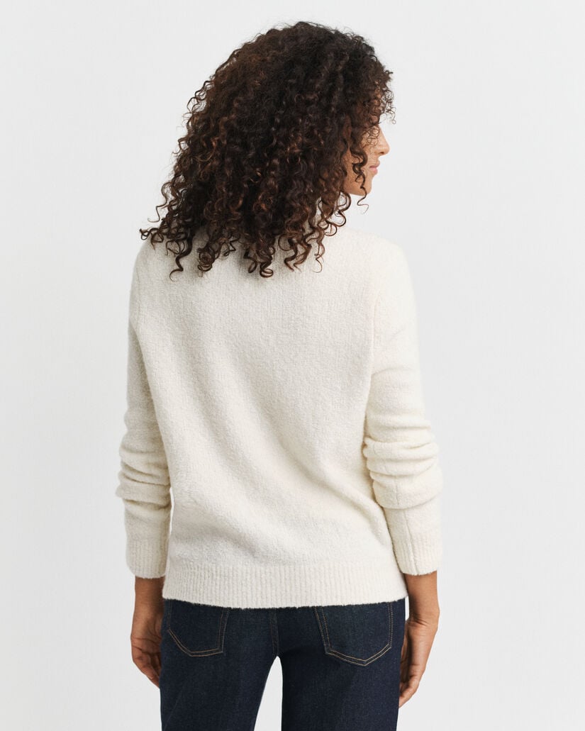 Boucl&eacute; crewneck cardigan