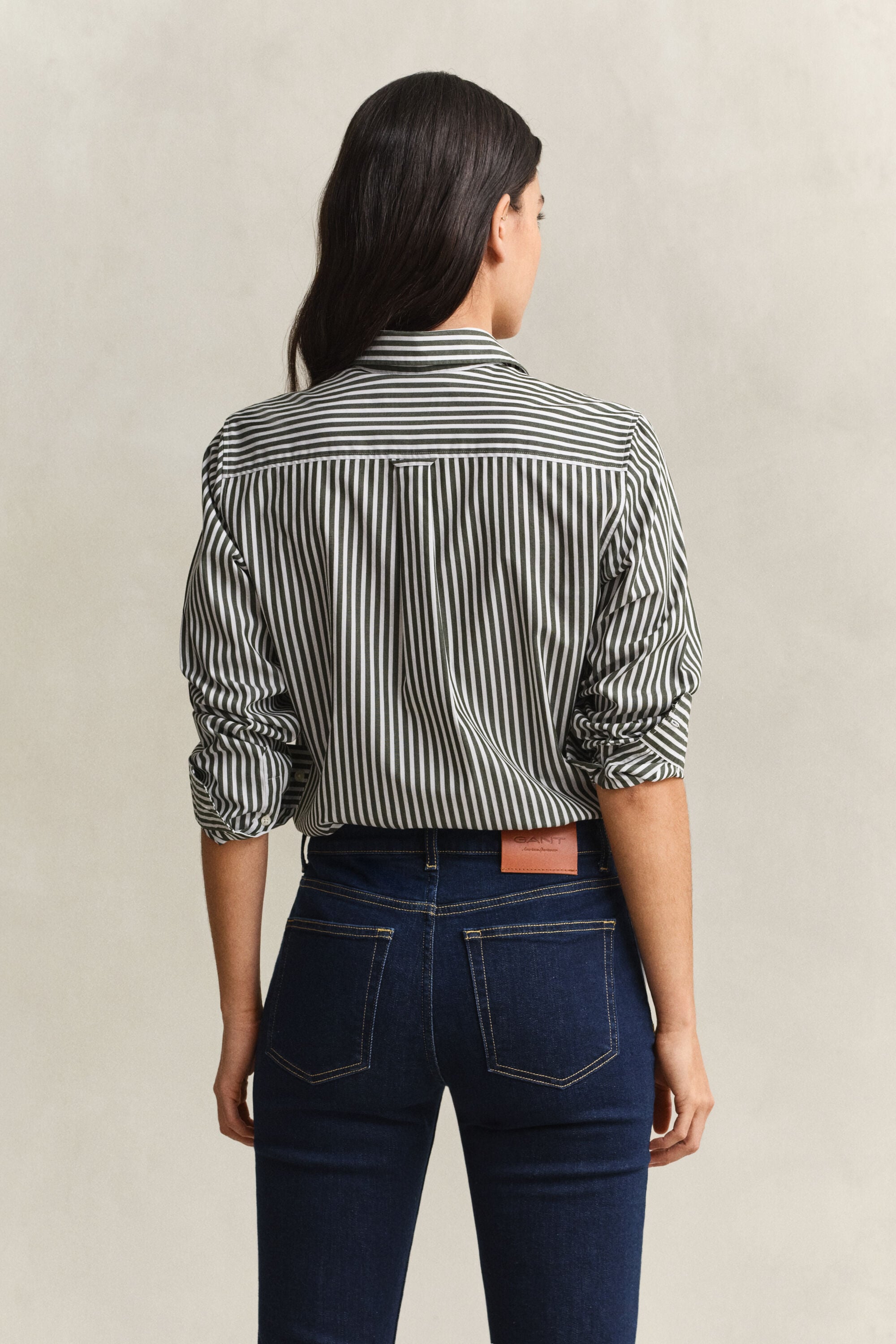 Regular fit stribet klassisk poplin-skjorte