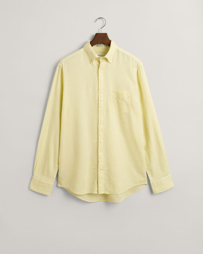 Regular fit Textured skjorte af bomuld og h&oslash;r