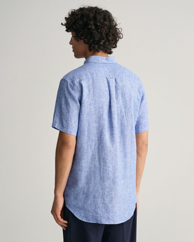 Regular fit hørskjorte med korte ærmer