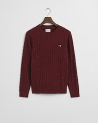 Crewneck sweater af bomuld med kabelstrik