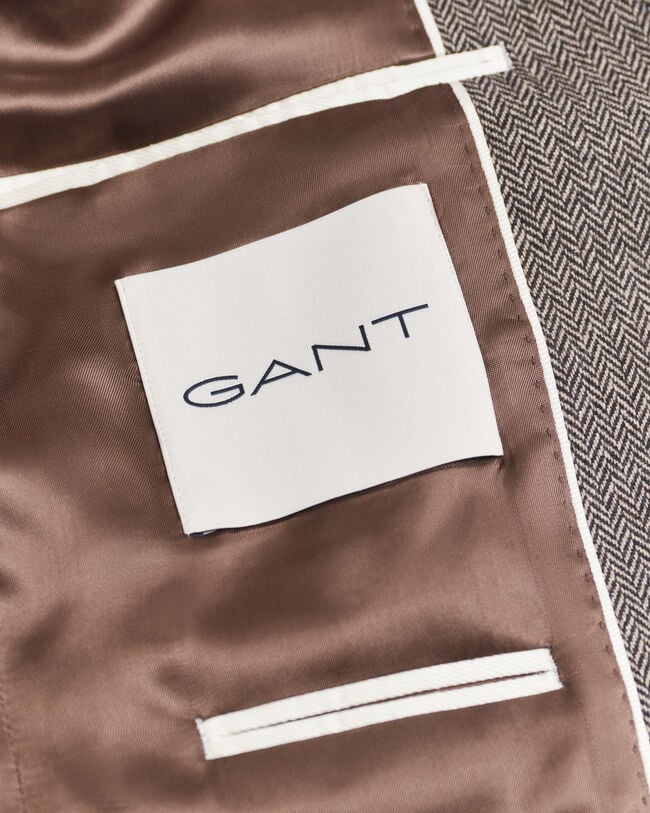 Slim fit jakkesæt-jakke i sildebensmønstret flannel