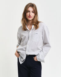 Regular fit poplin skjorte med striber